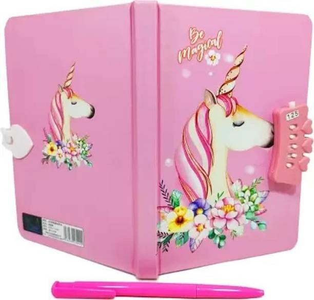 JELLIFY Unicorn Lock Diary with Gel Pen for Girls A5 Diary Ruled 100 Pages