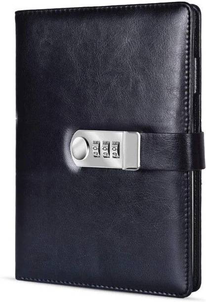 CRAFTOPIX PU Leather Lock Combination with Password A5 Notebook Ruled 192 Pages