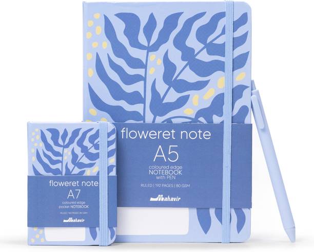 MAHAVIR Floweret Combo A5 Size & A7 Size A5 Notebook Ruled 192 Pages