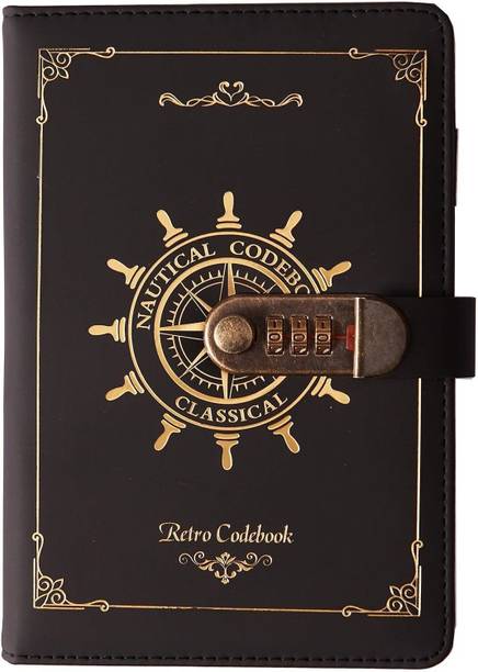 RAIYARAJ A5 Retro Secret Notebook, Notepad Notebook (Rudder Design), PU Leather with Lock A5 Diary Ruled 222 Pages