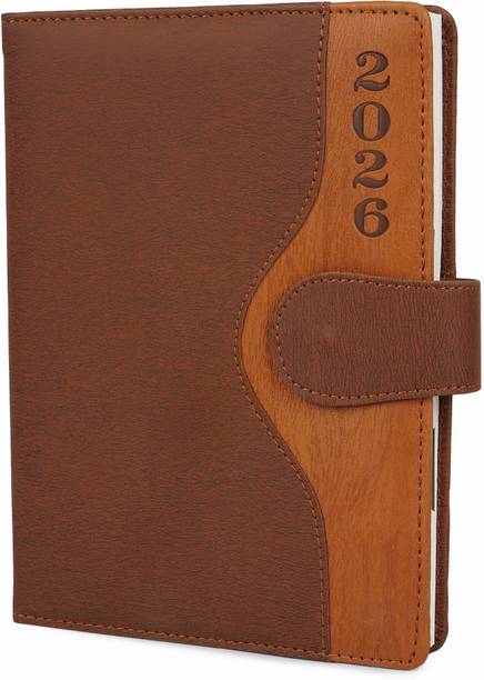 Erminio Palamino Premium Leather Executive Diary 2026, Brown, with Magnetic Closure and Calendar A5 Diary Ruled 365 Pages