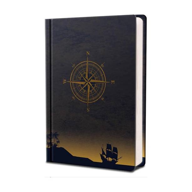 Jhingalala Rusty Compass Hard Bound Undated A5 Diary Notebook (20 X 14.5 CM, 80 GSM, 190 Ruled Perforated Pages) Diary for Writing, Gift for Friend, Personal Diary A5 Notebook Ruled 190 Pages