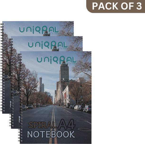 UNIQPAL Set of 3 A4 Notebook UNRULED 200 Pages