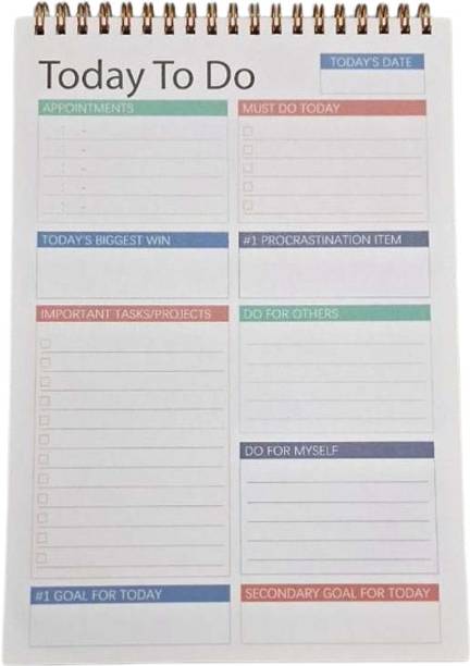 Greeshma Today List Daily Planner Undated Note Pad for Work and Personal Organized A5 Planner Ruled 50 Pages