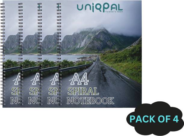 UNIQPAL Set of 4 A4 Notebook UNRULED 200 Pages