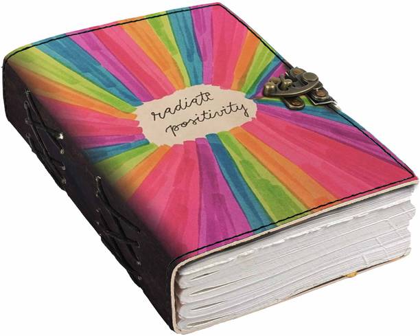 DI-KRAFT Printed Designer leather cover Diary with Lock For Office|Gift|SIZE 5*7 INCHES A5 Diary unruled 200 Pages