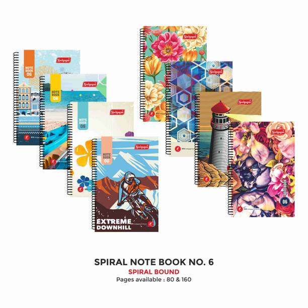 NEELGAGAN Spiral Note Book No. 6 Writing Note book Type-Dairy P-10 (12.5cm x 18.5cm) Assorted Notebook Ruled 80 Pages