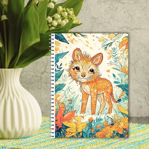 renukapress Wild Cat Animal Diary | A5 Spiral | 100 GSM Premium | 100 Unruled Notebooks A5 Notebook Unruled 100 Pages