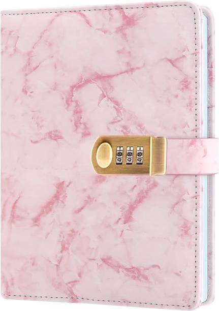 AccuPrints PU Leather Notebook Diary with Lock A5 Diary Ruled 192 Pages