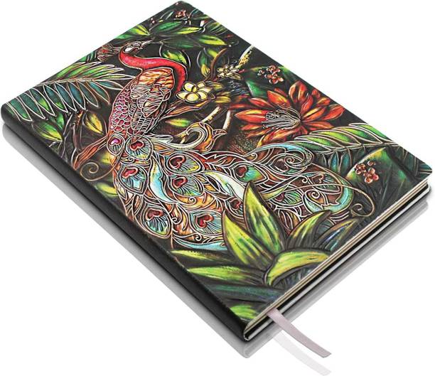 Sarvopari 3D Peacock DND Vintage Leather Antique Handmade Leather A5 Diary Ruled 200 Pages