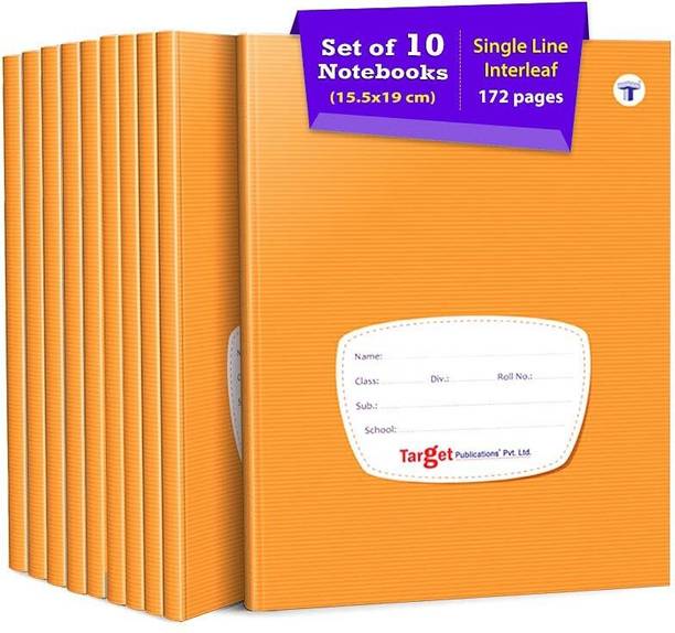 target publications single line small notebooks one side ruled one blank 15 5x19 cm set 10 regular notebook 172 pages