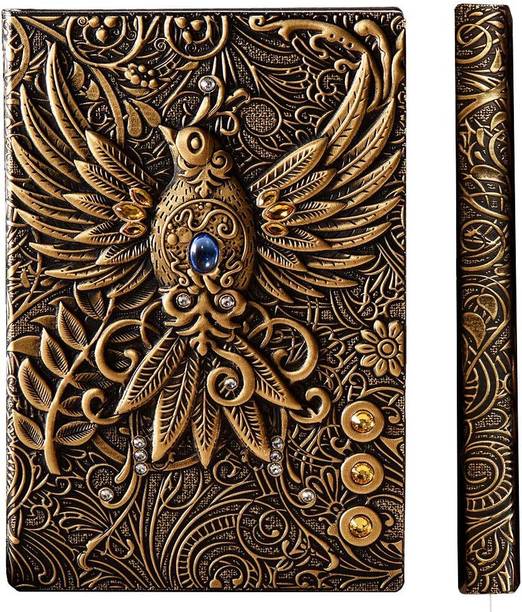 Sarvopari 3D Phoenix DND Vintage Leather Antique Handmade Leather A5 Diary Ruled 200 Pages