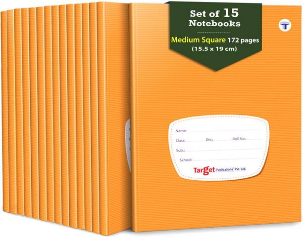 target publications medium square notebooks kids students maths copy 15 5x19 cm pack 15 regular notebook 2580 pages