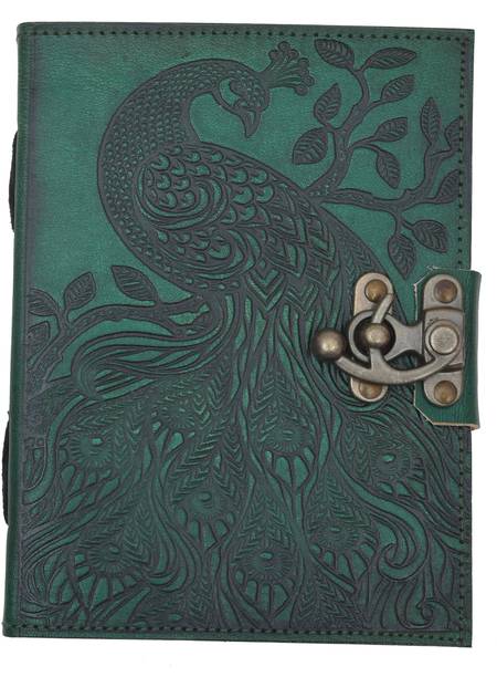 CRAFT CLUB peacock embose leather notebook A5 Diary Unruled 200 Pages