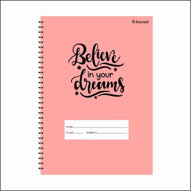 RLanyard Spiral Notebook, A4 Notebook unruled/plain, Notebook for Students, Gloss lamination cover 200 Pages