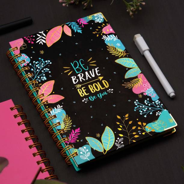 Doodle Undated Daily Planner | Hard Cover Wiro Bound A5 Planner | 80 GSM Lay Flat Design with Metal Corners | Plan your day, To do List Ruled 192 Pages