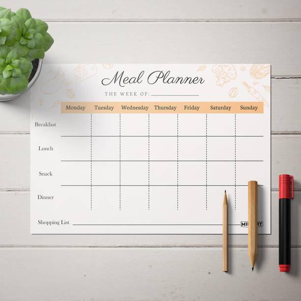Mimikry Weekly Meal Planner with Fridge Magnet | Undated Tear-Off Planning Sheets A4 Note Pad Multi-Sectional 50 Pages