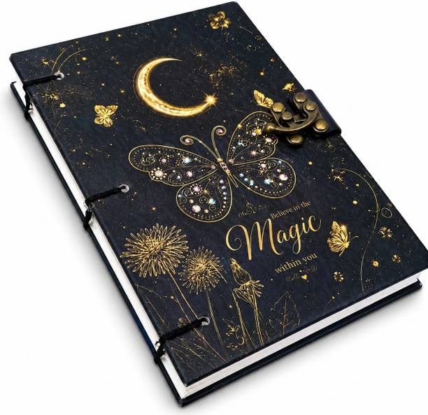 Design Dimension Handmade Cardboard Printed Diary, With Lock, Perfect for Writing and Sketching B5 Diary Unruled 200 Pages