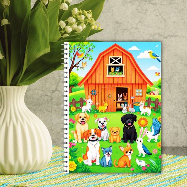 renukapress Pet Animals Dog Cat Rabbit Goat Diary | A5 Spiral Notebook | 100 GSM A5 Notebook Unruled 100 Pages