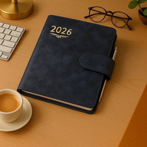 Excel Leather Finish Hard Bound Executive Diary 2026 Monthly Planner with Dates Regular Diary with Loopy & Pen Holder (Cover Design may be Different) Ruled 344 Pages