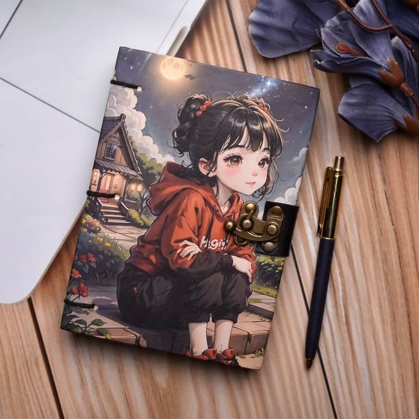 NIZAM HANDICRAFT Cute Girl Printed Diary Notebook With Lock Clasp For Gift/Office A5 Diary 160 200 Pages
