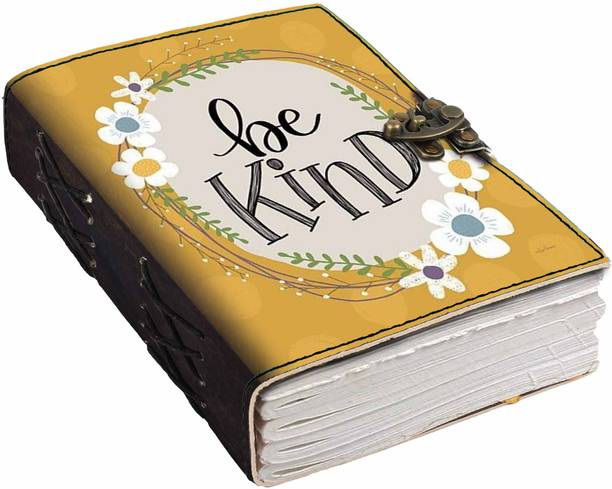 DI-KRAFT Printed Designer leather cover Diary with Lock For Office|Gift|SIZE 5*7 INCHES A5 Diary unruled 200 Pages