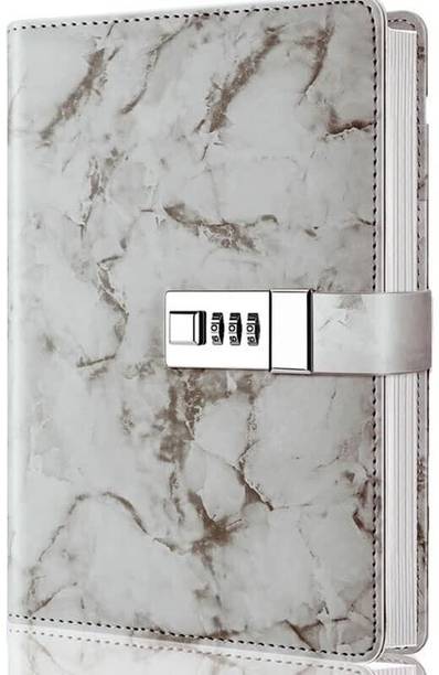 Dhvyant Mart Personal Marble Journal Writing Notebooks With Combination Lock A5 Diary Single Rule 200 Pages