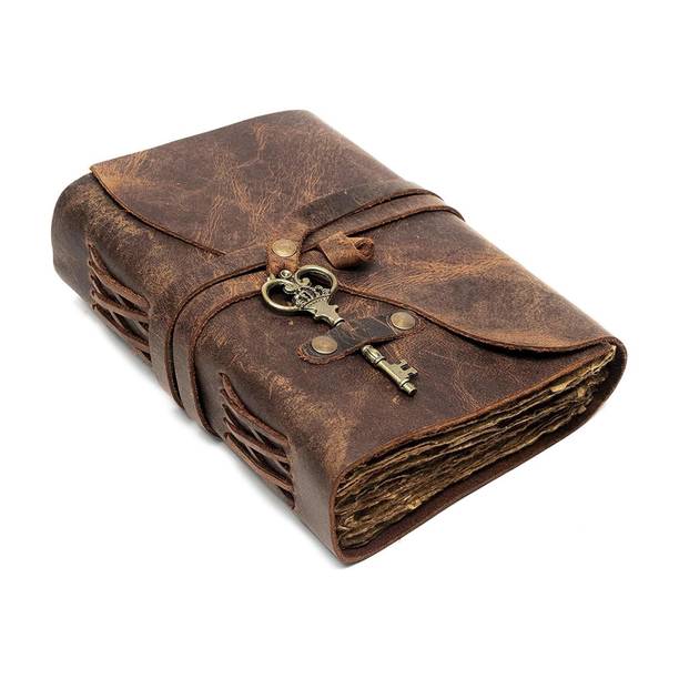 The Vintage Journal Finished Leather Journal With 100% Recycled Handmade Paper A5 Journal Plain 200 Pages