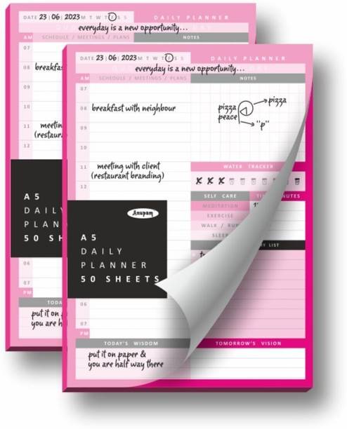 ANUPAM Daily Planner Pad, Soft back Desk Planner Notepad, Tear-off Organizer Notebook A5 Planner 100Gsm To-do list Notebook Productivity Planner Perfect for Home Office & School 50 Pages
