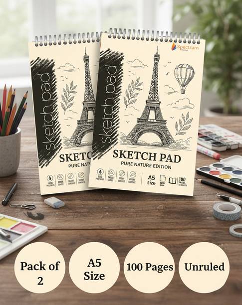 Spectrum Notebook Spectrum Artist Sketchbook Set of 2 | A5 Size | 50 Sheets | Ideal for Sketching Sketch Pad
