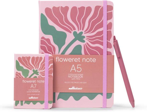 MAHAVIR Floweret Combo A7 Size & A5 Notebook Ruled 192 Pages
