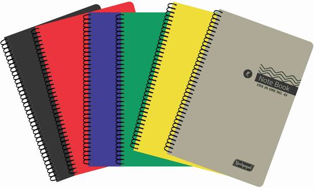 NEELGAGAN Spiral Note Book No.45 Colored Page 20 Sheet Each Color Of 5 Assorted Note Pad (14.8 cm x 9.5 cm) Ruled 200 Pages