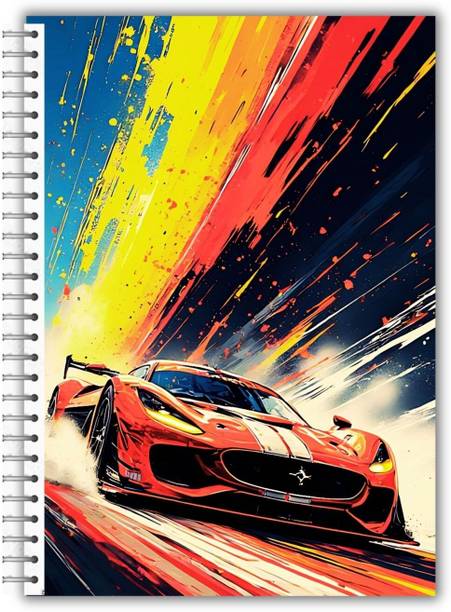 renukapress Racing Cars Top Speed Dairy for Cars Lover | A5 Size | 100 GSM A5 Notebook Unruled 100 Pages