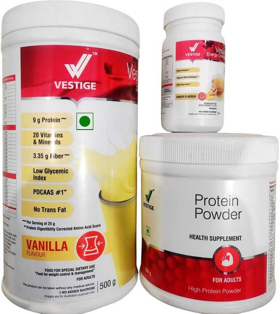 Vestige WEIGHT LOSS COMBO VANILLA SHAKE ,PROTEIN POWDER200GM AND ENERGY DRINK GINGER VANILLA, GINGER Powder