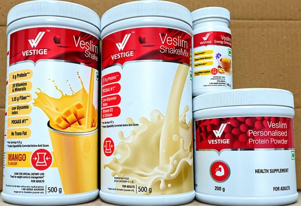 Vestige VESLIM SHAKE MANGO 500GM , PROTEIN 200 GM , SHAKEMIX 500GM, KASHMIRI KAHWA 50GM MANGO Powder
