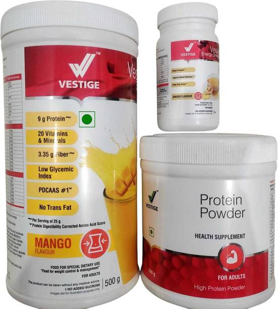 Vestige WEIGHT LOSS COMBO MANGO SHAKE ,PROTEIN POWDER200GM AND ENERGY DRINK GINGRR PACK MANGO, GINGER Powder