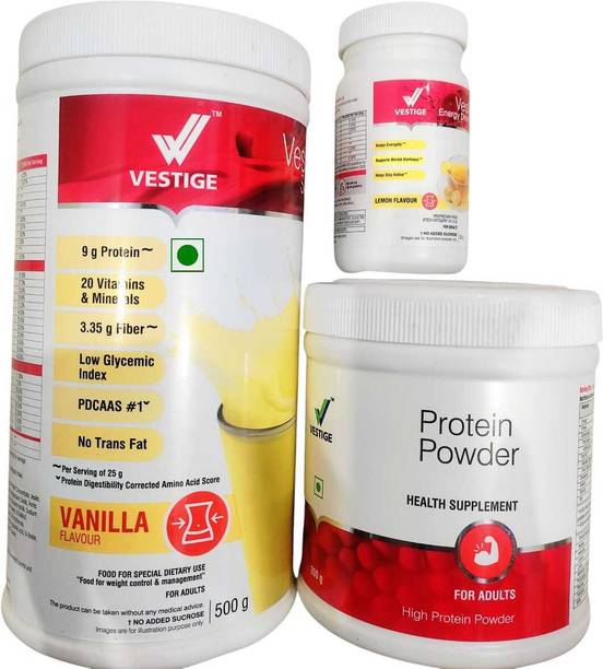 Vestige WEIGHT LOSS COMBO VANILLA SHAKE ,PROTEIN POWDER200GM AND ENERGY DRINK LEMON VANILLA, LEMON Powder