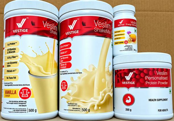 Vestige VESLIM SHAKE VANILLA 500GM , PROTEIN 200 GM , SHAKEMIX 500GM, GINGER 50GM GINGER, VANILLA Powder