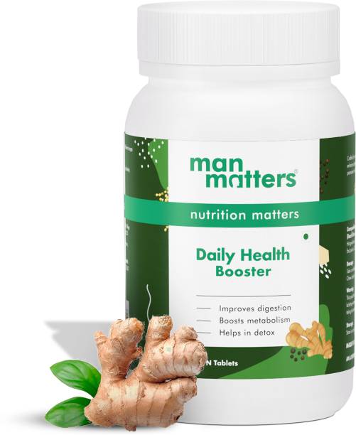 Man Matters Daily Health Booster Tablets | Improves Digestion, Metabolism & Helps In Detox Hing, Black Pepper, Sunth, Ajwain Tablet