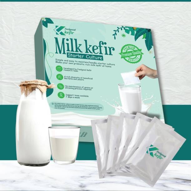Feelgood Kefir Milk Kefir Starter Culture Powder (1 Pack of 5 sachets) Ferments Minimum 50 Litres, Contains 55-60 Live & Active Strains Powder