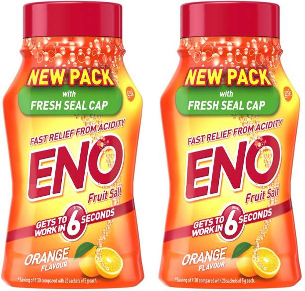 Eno Orange Flavour Digestive Antacid Fruit Salt 100gm Jar Pack of 2 Orange Powder