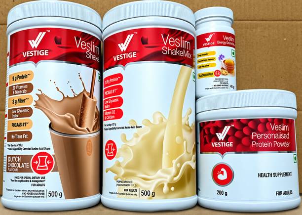 Vestige VESLIM SHAKE CHOCOLATE 500GM , PROTEIN 200 GM , SHAKEMIX 500GM, ELAICHI 50GM CHOCOLATE, ELAICHI Powder