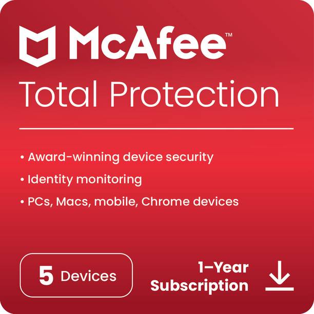 McAfee Total Protection 2023 5 PC 1 Year Total Security Compatible with Windows, Android, Mac, iOS (Email Delivery - No CD)