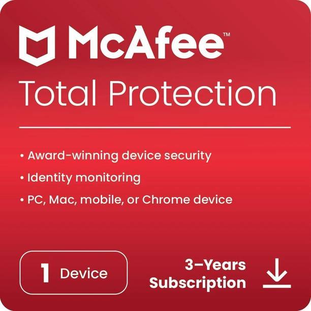 McAfee 2026 1 PC 3 Years Total Security Compatible with Windows, Android, Mac, iOS (Email Delivery - No CD)
