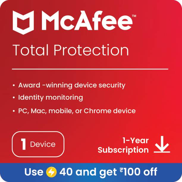 McAfee Total Protection 2023 1 PC Password Manager & Dark Web Monitoring Included PC/Mac/Android/iOS 1 Year Total Security (Email Delivery - No CD)
