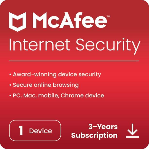 McAfee 2026 1 PC 3 Years Internet Security Compatible with Windows, Android, Mac, iOS (Email Delivery - No CD)