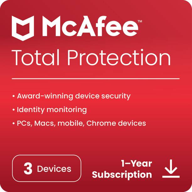 McAfee Total Protection 2023 3 PC Password Manager & Dark Web Monitoring Included PC/Mac/Android/iOS 1 Year Total Security (Email Delivery - No CD)