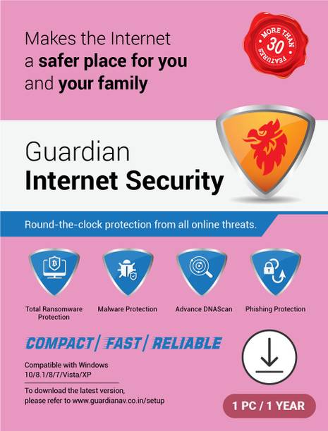 Guardian 1 PC 1 Year Internet Security Compatible with Windows (Email Delivery - No CD)