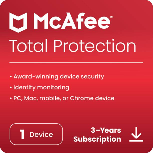 McAfee Total Protection 2023 1 PC Password Manager & Dark Web Monitoring Included PC/Mac/Android/iOS 3 Years Total Security (Email Delivery - No CD)