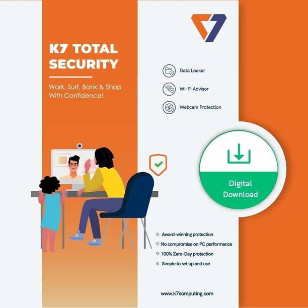 K7 2026 1 PC 1 Year Total Security Compatible with Windows (Email Delivery - No CD)